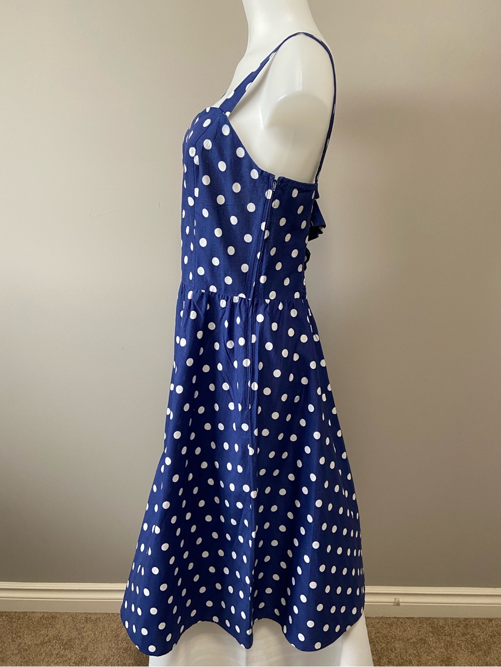 Jessica Blue and White Polka Dot Midi Dress - Picture 2 of 10